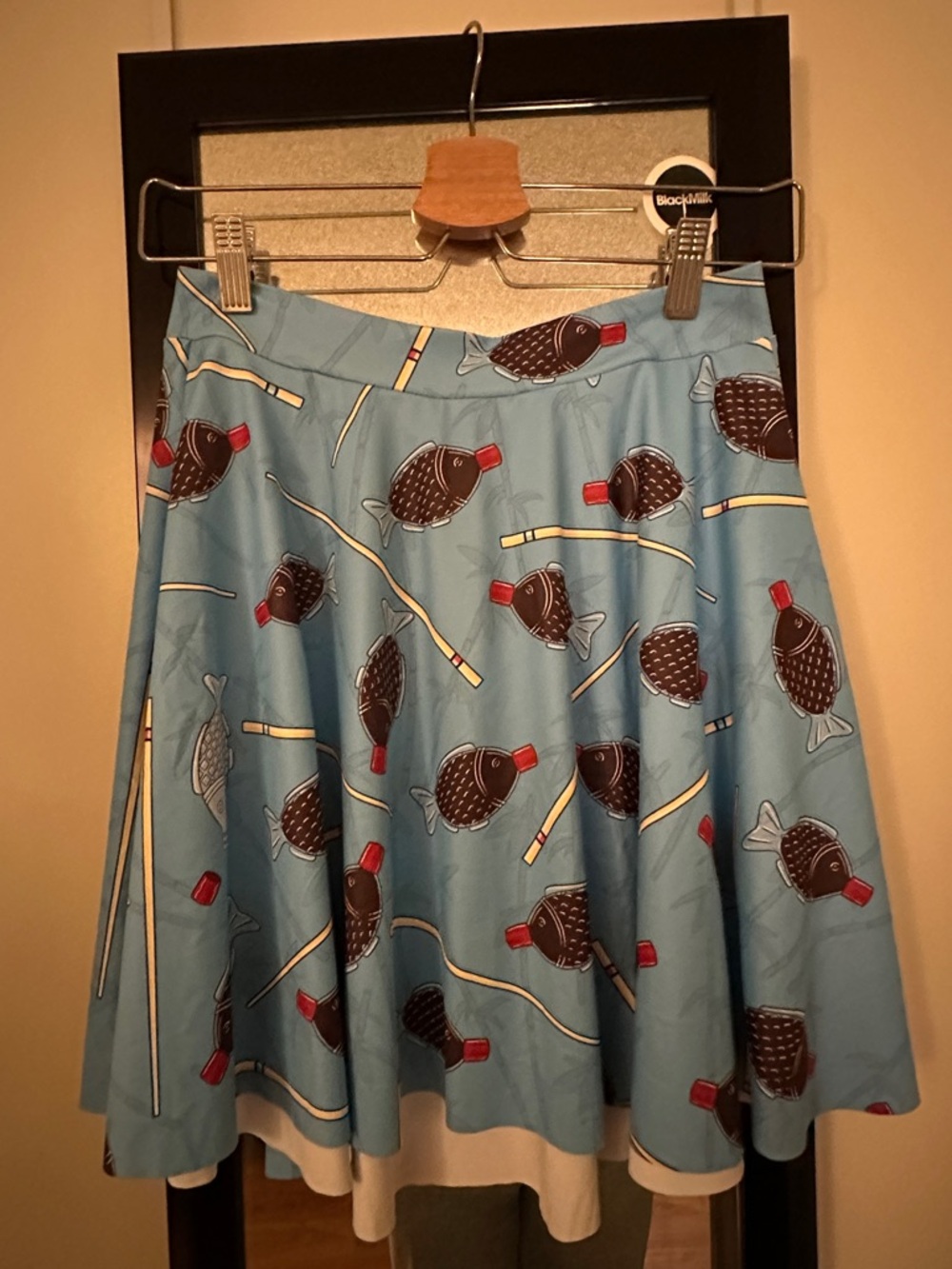 Blackmilk Light Blue Novelty Soy Sauce Fish & Chopsticks Skater Skirt